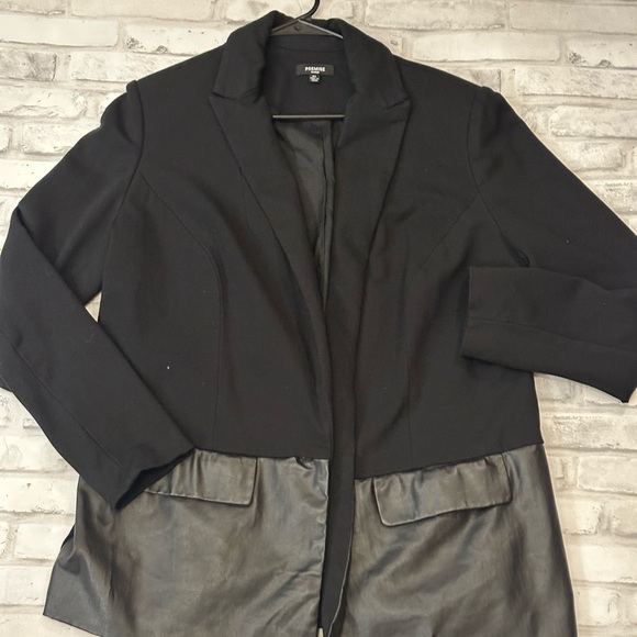 Premise Women's Black Blazer with Leather Accents - Picture 3 of 5